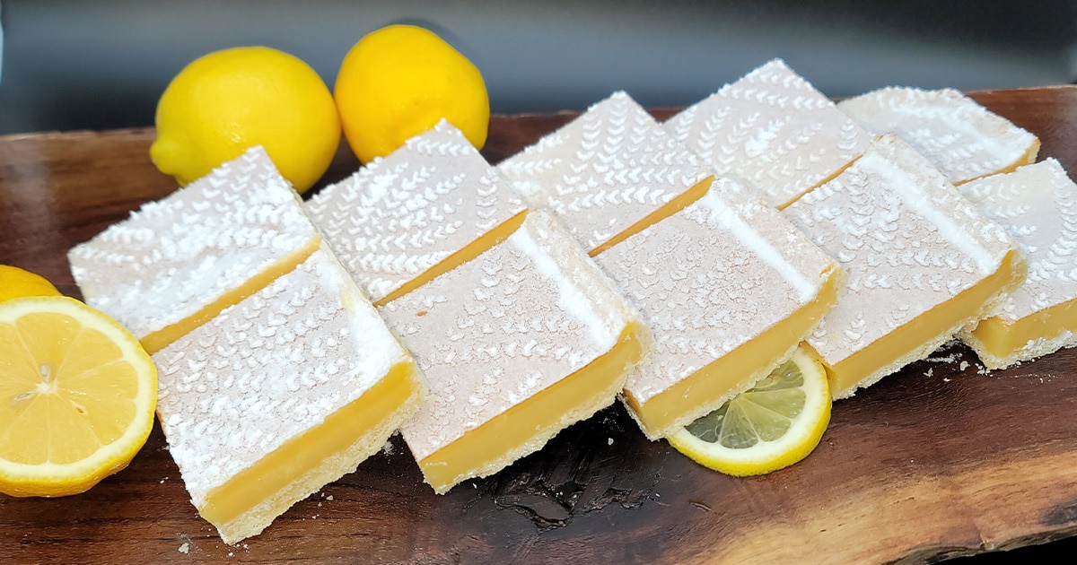 A row of Salina Country Club's lemon bars from the pastry program